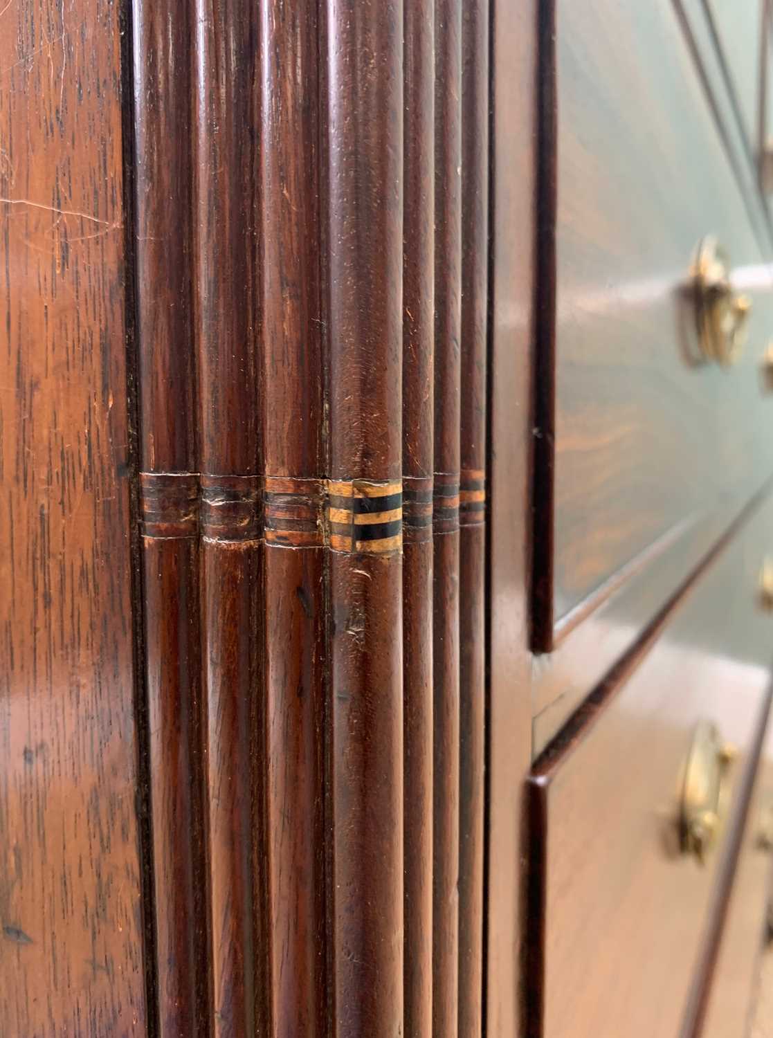 19TH CENTURY MAHOGANY FLAT FRONT CHEST, shallow frieze and fitted 2 short and 3 long drawers between - Image 3 of 12