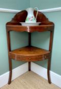 EARLY 19TH CENTURY MAHOGANY CORNER WASH STAND, with associated Copeland floral painted water jug and