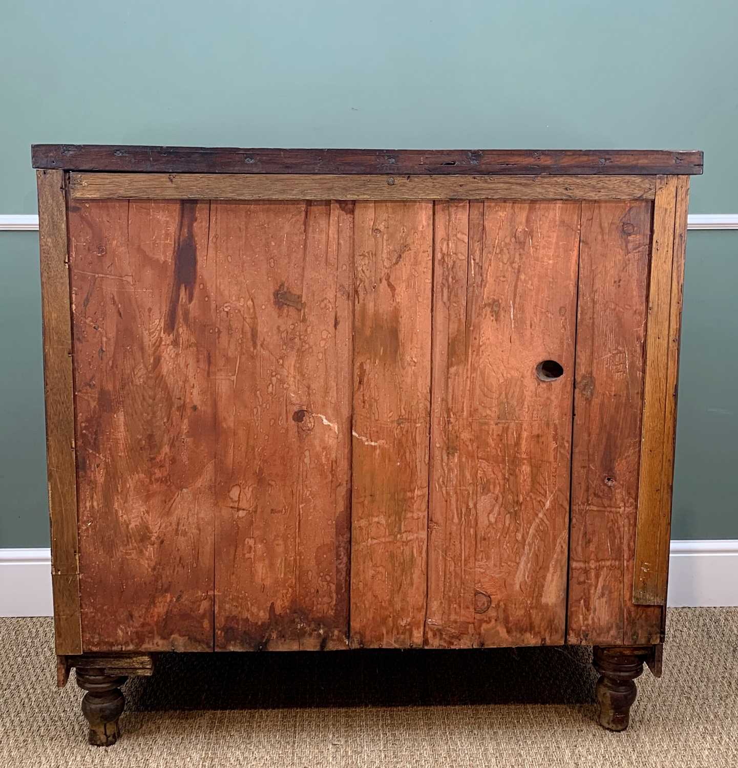 LATE VICTORIAN MAHOGANY BOW-FRONT CHEST, with out-set octagonal section column corners, fitted two - Image 6 of 6