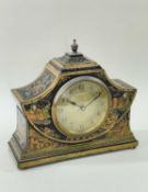 1920s CHINOISERIE JAPANNED MANTEL TIMEPIECE, silvered Arabic dial with retailer's stamp 'Birch &