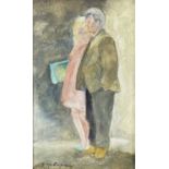 GEORGE CHAPMAN oil on board - two standing figures, signed, 31 x 19cmsProvenance: consigned by the