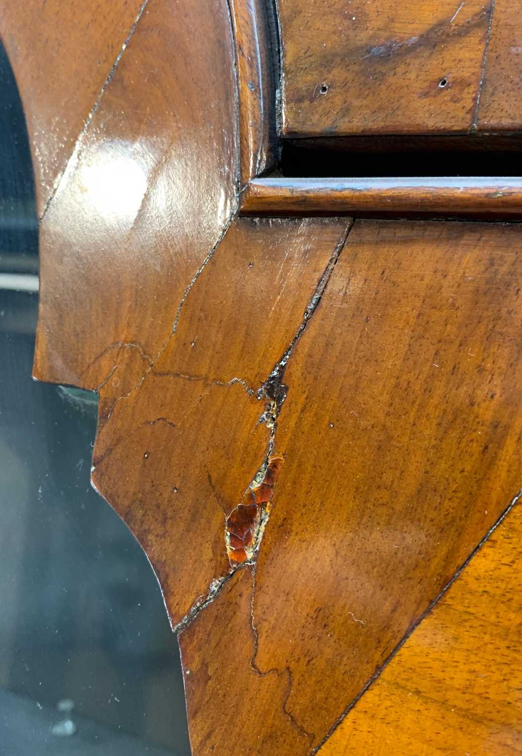 ANTIQUE DUTCH WALNUT CABINET, the upper portion with double domed cornice, glazed panel doors, on an - Image 4 of 5