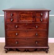 19TH CENTURY SCOTTISH MAHOGANY CHEST, fitted arrangement of seven drawers including a hat drawer,