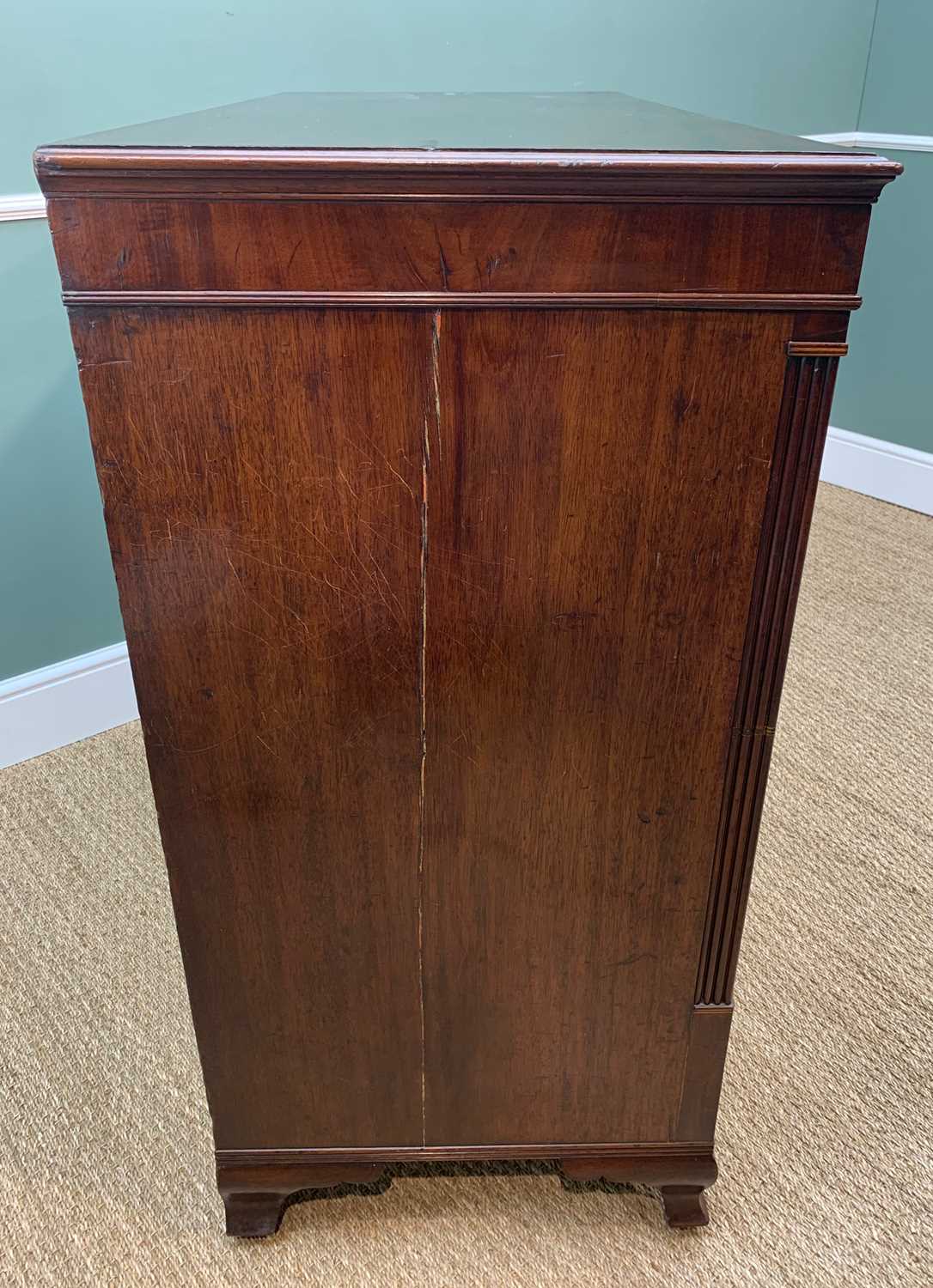 19TH CENTURY MAHOGANY FLAT FRONT CHEST, shallow frieze and fitted 2 short and 3 long drawers between - Image 6 of 12