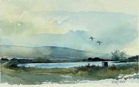 ‡ JULIAN BROWN (contemporary) watercolour - Broad Pool, Cefn Bryn, signed, framed and glazed, 18 x
