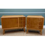 MID CENTURY MEREDEW OAK FURNITURE, comprising secretaire chest, c. 1960's, 115cm x 46.5cm x 86.