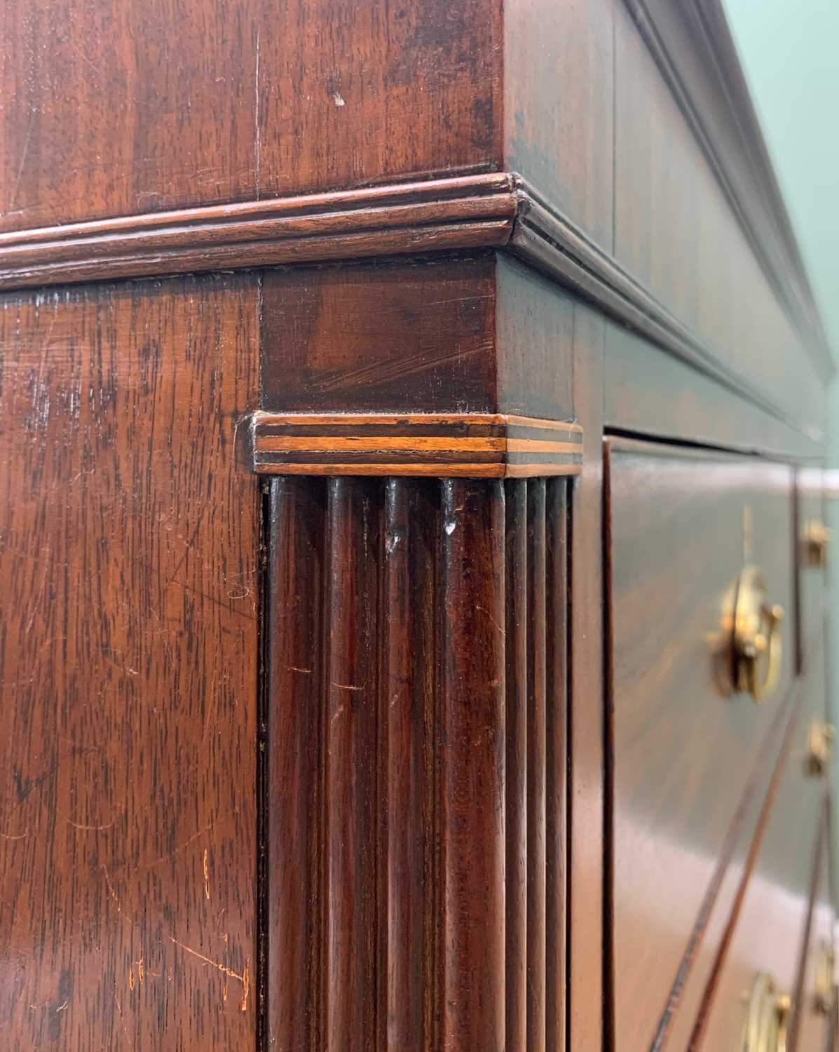 19TH CENTURY MAHOGANY FLAT FRONT CHEST, shallow frieze and fitted 2 short and 3 long drawers between - Image 4 of 12