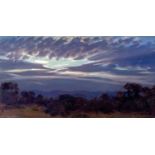 ‡ DAVID WOODFORD oil on card - entitled verso 'Evening Sky', signed and dated 1997, 12 x