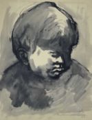 ‡ SIR KYFFIN WILLIAMS RA early period ink and wash - portrait, entitled verso 'Head of a Boy',