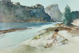 ‡ SIR WILLIAM RUSSELL FLINT (Scottish, 1880-1969) colour print - 'Roxane by the Ardeche', 40 x