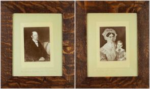 PAIR SEPIA PORTRAIT PRINTS - The Reverend Joshua Russell; Jane Anne Russell (second wife) and