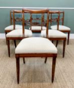 SET SIX EARLY 19TH CENTURY-STYLE ITALIAN DINING CHAIRS, c. 1910, stained beech with scrolled cross