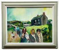 ‡ GILL WATKISS (British born 1938) oil on canvas - entitled verso 'One fine day Carnyorth, signed