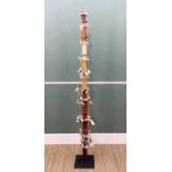 HENRY GAMBIKA NUPURRA, ochre, wood, feathers and string - ceremonial Morning Star Pole, 188cm h,