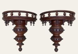 PAIR REPRODUCTION HARDWOOD WALL BRACKETS, 34cm high (2)