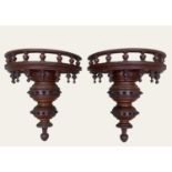 PAIR REPRODUCTION HARDWOOD WALL BRACKETS, 34cm high (2)