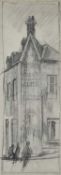 GEORGE CHAPMAN two preliminary drawings - street scene with figures on gridded paper, stamped