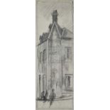 GEORGE CHAPMAN two preliminary drawings - street scene with figures on gridded paper, stamped