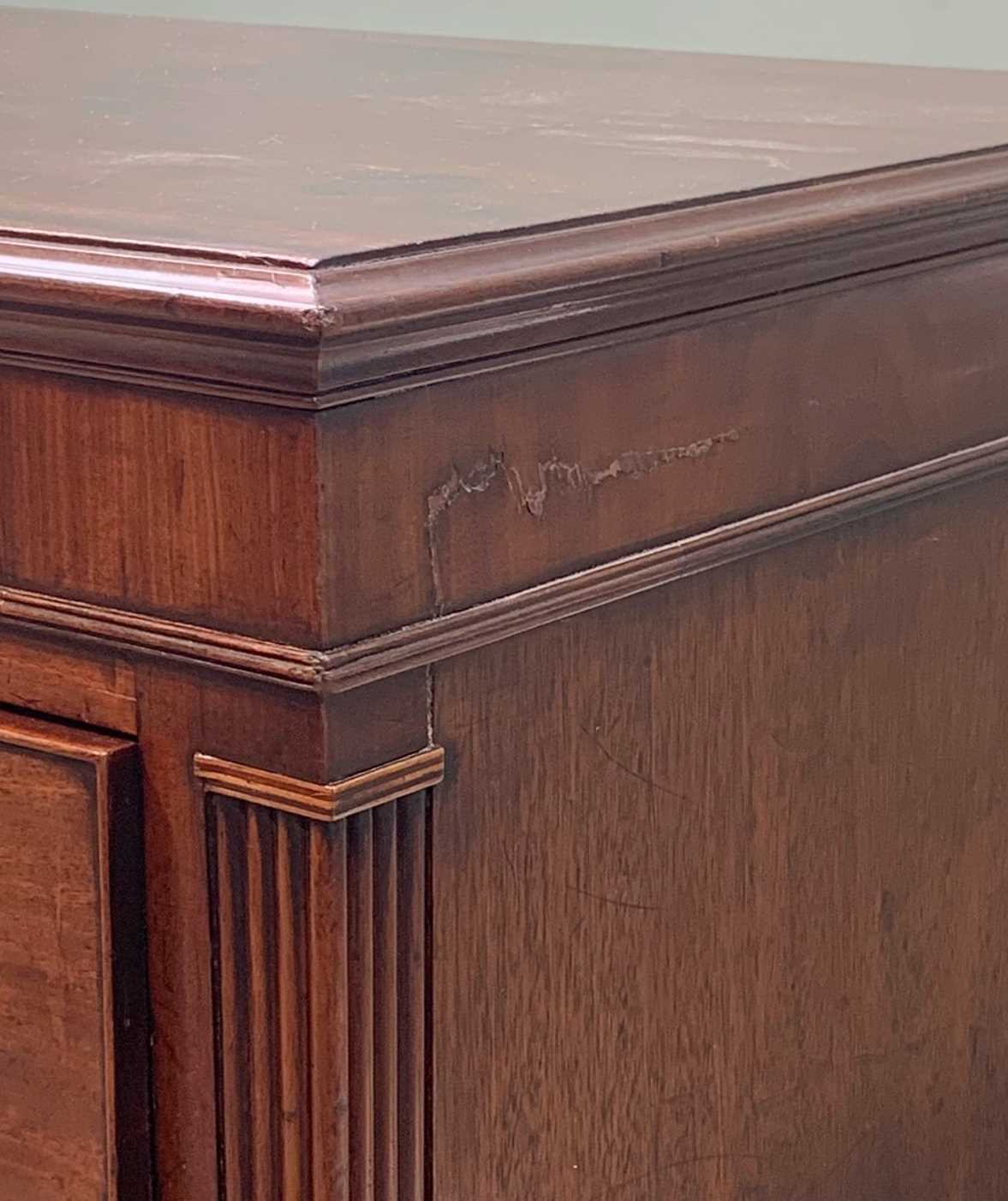 19TH CENTURY MAHOGANY FLAT FRONT CHEST, shallow frieze and fitted 2 short and 3 long drawers between - Image 8 of 12