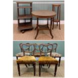 ASSORTED OCCASIONAL FURNITURE, comprising revolving oak bookcase, Edwardian two-tier plant stand,