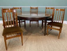 INDIAN HARDWOOD CIRCULAR DINING TABLE & SIX MATCHING CHAIRS, chairs with barbacks and stuffover