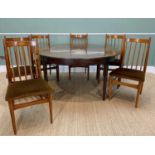 INDIAN HARDWOOD CIRCULAR DINING TABLE & SIX MATCHING CHAIRS, chairs with barbacks and stuffover