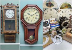 ASSORTED CLOCK PARTS & WALL CLOCKS, including longcase clock dials, Smiths striking longcase clock