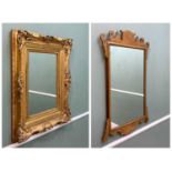 LATE VICTORIAN GILT GESSO FRAME, with shell and acanthus scrolled corners, later inset with mirror