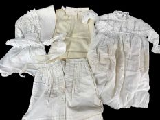 ASSORTED VICTORIAN WHITE-WORK, comprising calico dress sampler dated 1898 and initials 'A M',
