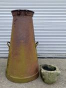MEADOWLANDS MILK LTD. CHURN, 91cm h and stone mortar (2)