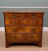 19TH CENTURY BURR WALNUT & WALNUT CROSSBANDED CHEST, with feather banded top, fitted two short,
