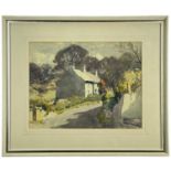 ‡ GYRTH RUSSELL (Canadian/Welsh 1892-1970) watercolour - roadside cottages, signed, framed and