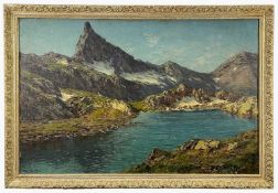 CHARLES ALEXANDRE BERTIER (French, 1860-1924) oil on canvas - 'Aiguille Lac le Touiles, St Veran,