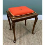 EDWARDIAN RATTAN CANED DRESSING STOOL, with 1969 investiture red cushion with gold braid and