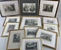 COLLECTION OF 18TH & 19TH CENTURY COLOURED PRINTS, various aspects of Llandaff Cathedral and other