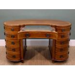 GOOD VICTORIAN WALNUT & TULIPWOOD CROSSBANDED KIDNEY SHAPED DESK, with chequer strung edge,