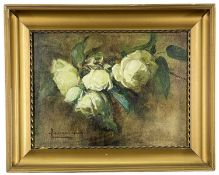 PETER MACGREGOR WILSON (Scottish, 1855-1928) oil on canvas - still life of white roses, signed,