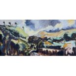 ‡ KARL DAVIES oil on hardboard - entitled verso 'Autumn Landscape', signed verso, 60 x