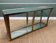 JULIAN CHICHESTER SILVERED WOOD CONSOLE TABLE, top and base inset with mirrors, 180cm x 90 cm H x