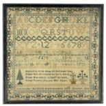 WILLIAM III WELSH NEEDLEWORK SAMPLER, 'by Ann Davies, Narberth, Pembrokeshire 23rd October 1833',