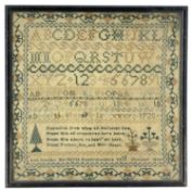 WILLIAM III WELSH NEEDLEWORK SAMPLER, 'by Ann Davies, Narberth, Pembrokeshire 23rd October 1833',