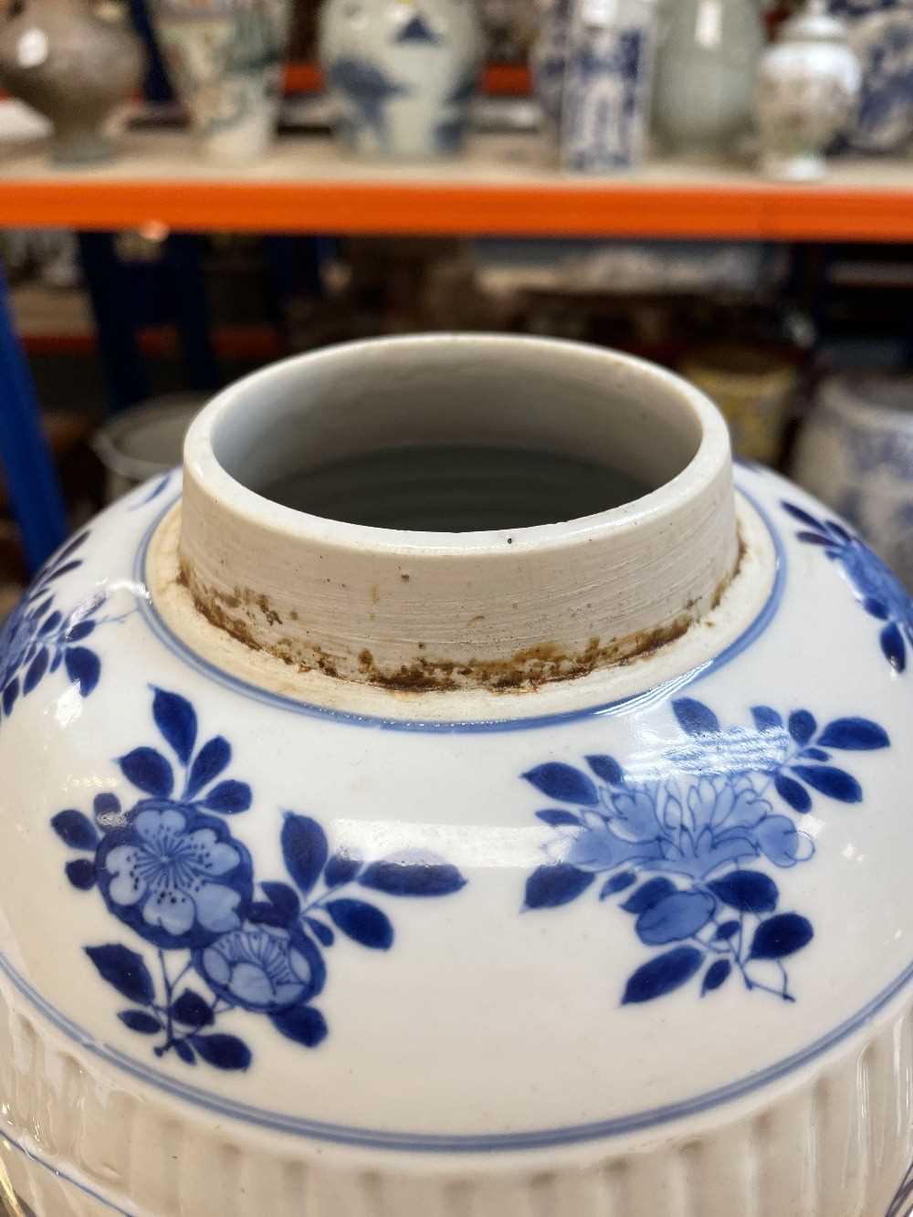 CHINESE BLUE & WHITE PORCELAIN 'LADIES' JAR, Kangxi, ribbed form and painted with four roundels with - Image 16 of 19