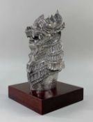 SILVER MODEL OF THAI SINGHA HEAD, Camelot Silverware Ltd., Sheffield 2000, the mythical guardian