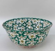 CHINESE FAMILLE VERTE PORCELAIN DEEP BOWL, Kangxi or later, painted inside and out with prunus