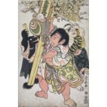 TORII KIYONAGA, Kintaro with Daikoku's mallet and bear, oban tat-e, Comments: paper tinted, some