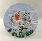 CHINESE FAMILLE ROSE PORCELAIN 'FLOWER GODS' PLAQUE, 18th Century or later, painted with six of