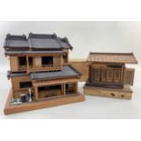 TWO JAPANESE MODELS OF HOUSES, late 20th Century, one of two stories with fitted interiors of