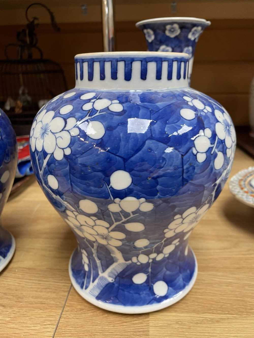 THREE CHINESE BLUE & WHITE PORCELAIN VESSELS, comprising pair of Kangxi-style baluster jars - Image 17 of 26