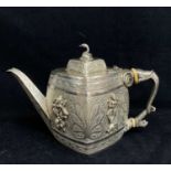 INDIAN-STYLE ELECTROPLATE TEAPOT, c. 1849, William Hutton & Sons, of lozenge section, each face