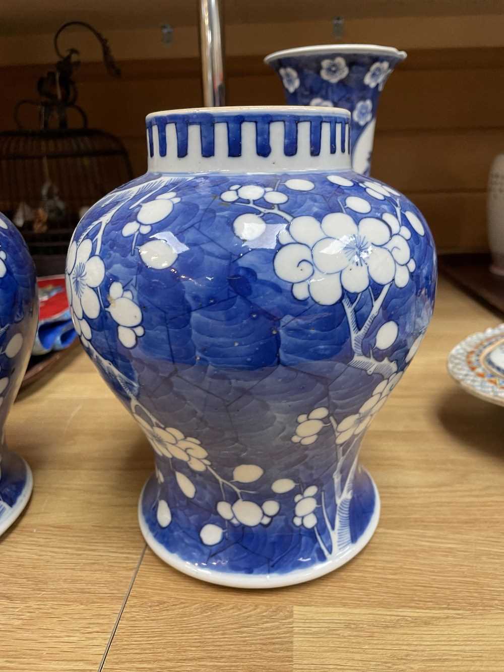 THREE CHINESE BLUE & WHITE PORCELAIN VESSELS, comprising pair of Kangxi-style baluster jars - Image 21 of 26